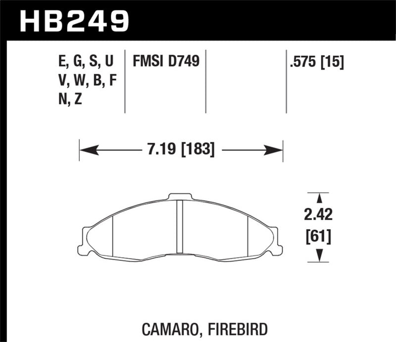 Hawk HB249D.575 98-02 Camaro ER-1 Street Front Brake Pads