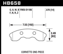 Hawk HB658U.570 10-11 Chevy Corvette Grand Sport / 06-08 Corvette Z06 (1 piece) Front DTC-70 Race Brake Pads
