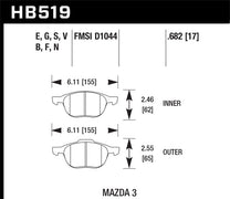 Hawk HB519N.682 HP+ 08-09 Mazda 3 / Ford/ Volvo HP+ Street Front Brake Pads