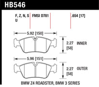 Hawk HB546U.654 DTC-70 Brake Pads 98-02 BMW Z3/03-08 BMW Z4