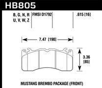 Hawk 15-17 Ford Mustang Brembo Package DTC-60 Plaquettes de frein avant
