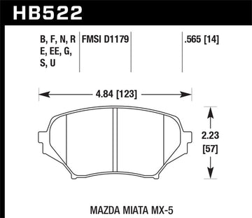 Hawk 06-10 Mazda Miata Mx-5 Plaquettes de frein avant HPS Sreet