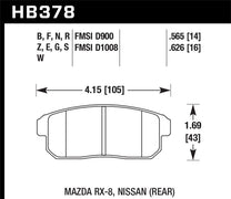 Hawk HB378E.565 03-07 RX8 Blue Race Rear Brake Pads D1008