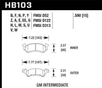 Hawk HB103W.590 76-77 Chevrolet Camaro LT / 72 Camaro Z28 / 69-81 Camaro DTC-30 Race Front Brake Pads